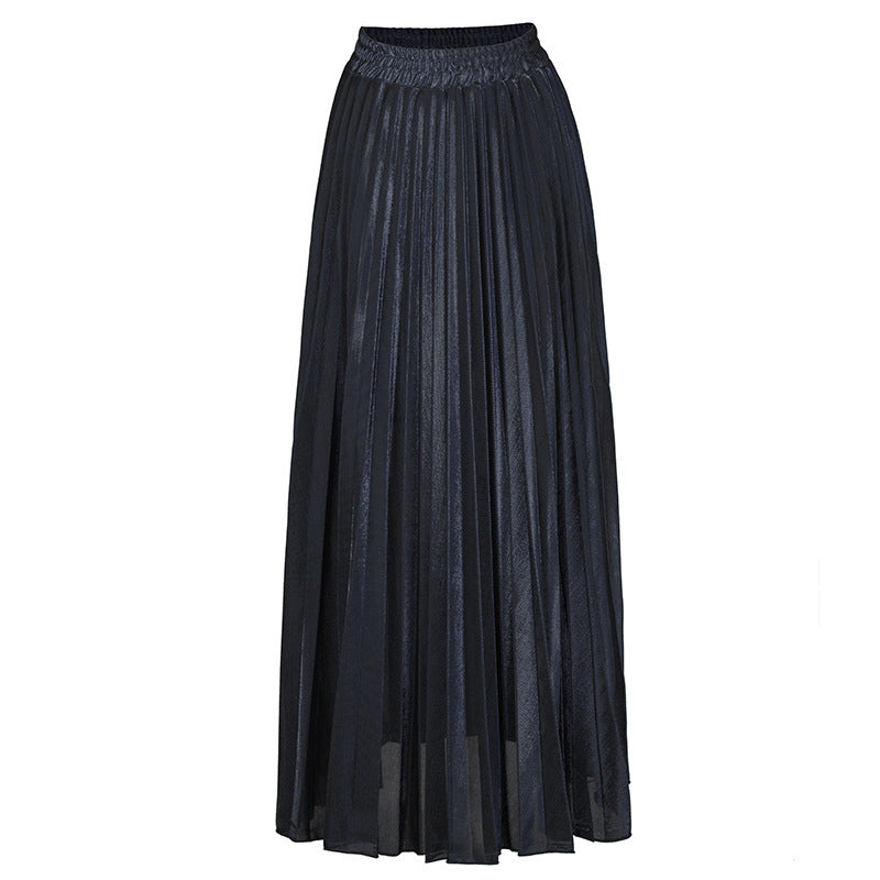 Women's Pleated Long High Waist Big Swing Gold Beach Skirts