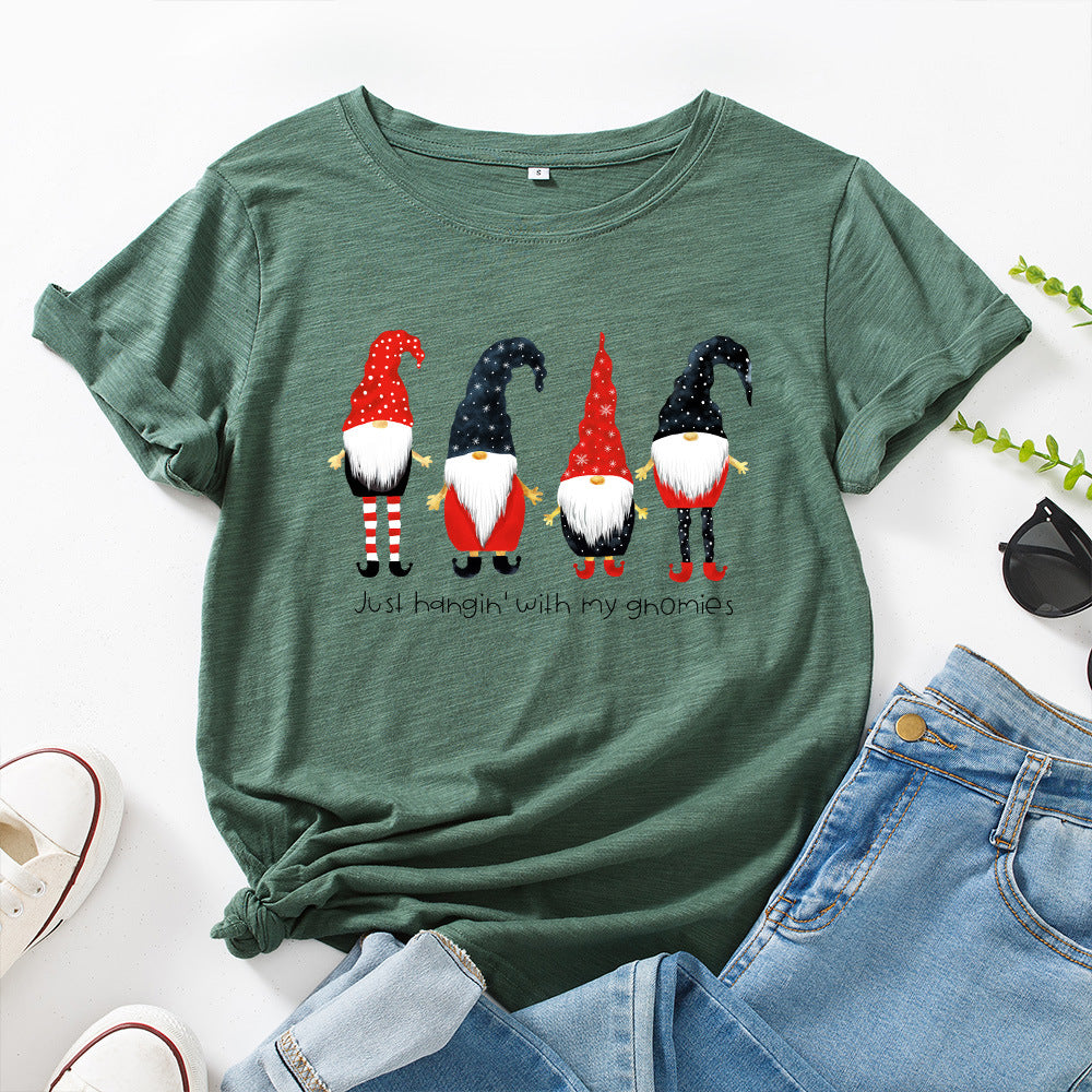 Women's Cotton Loose Round Neck Short-sleeved For Women's T-shirt