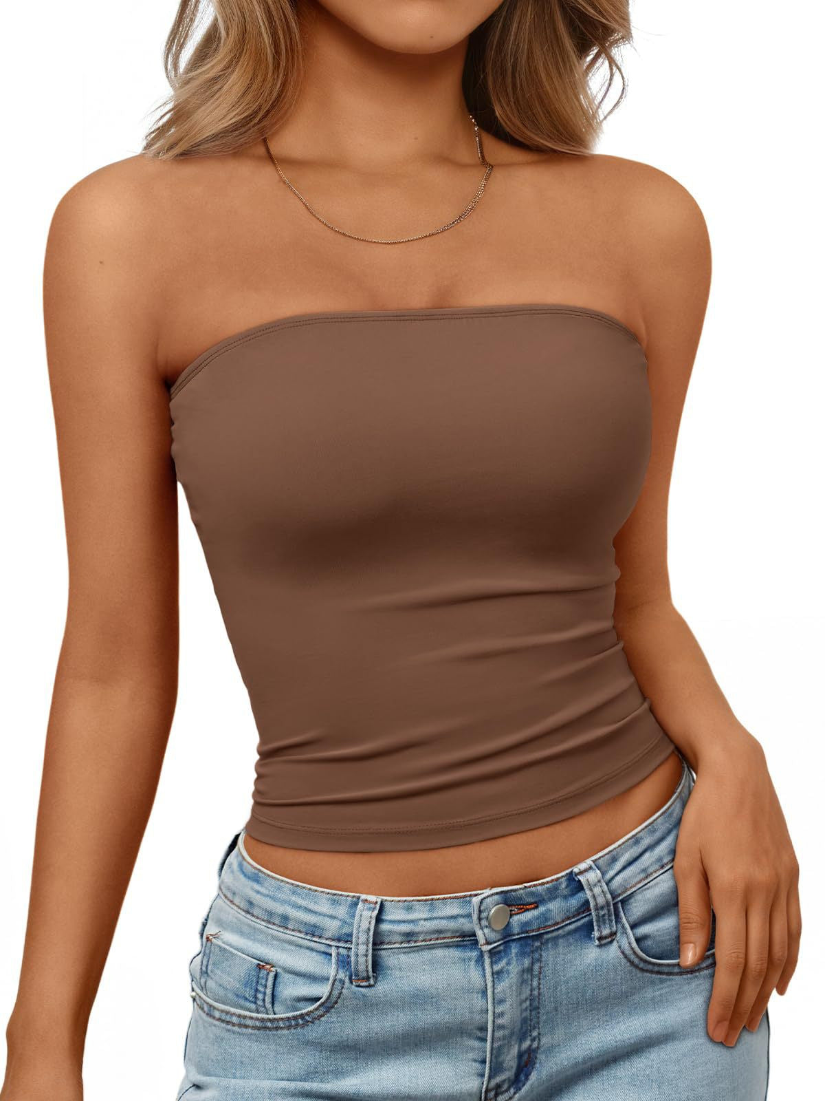 Women's Summer Basic Solid Color Backless Sleeveless Small Vest/suspenders/tube Top