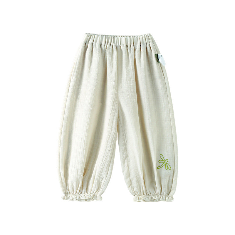 Children's Summer Boys Animal Embroidery Breathable Ankle Children's Pants