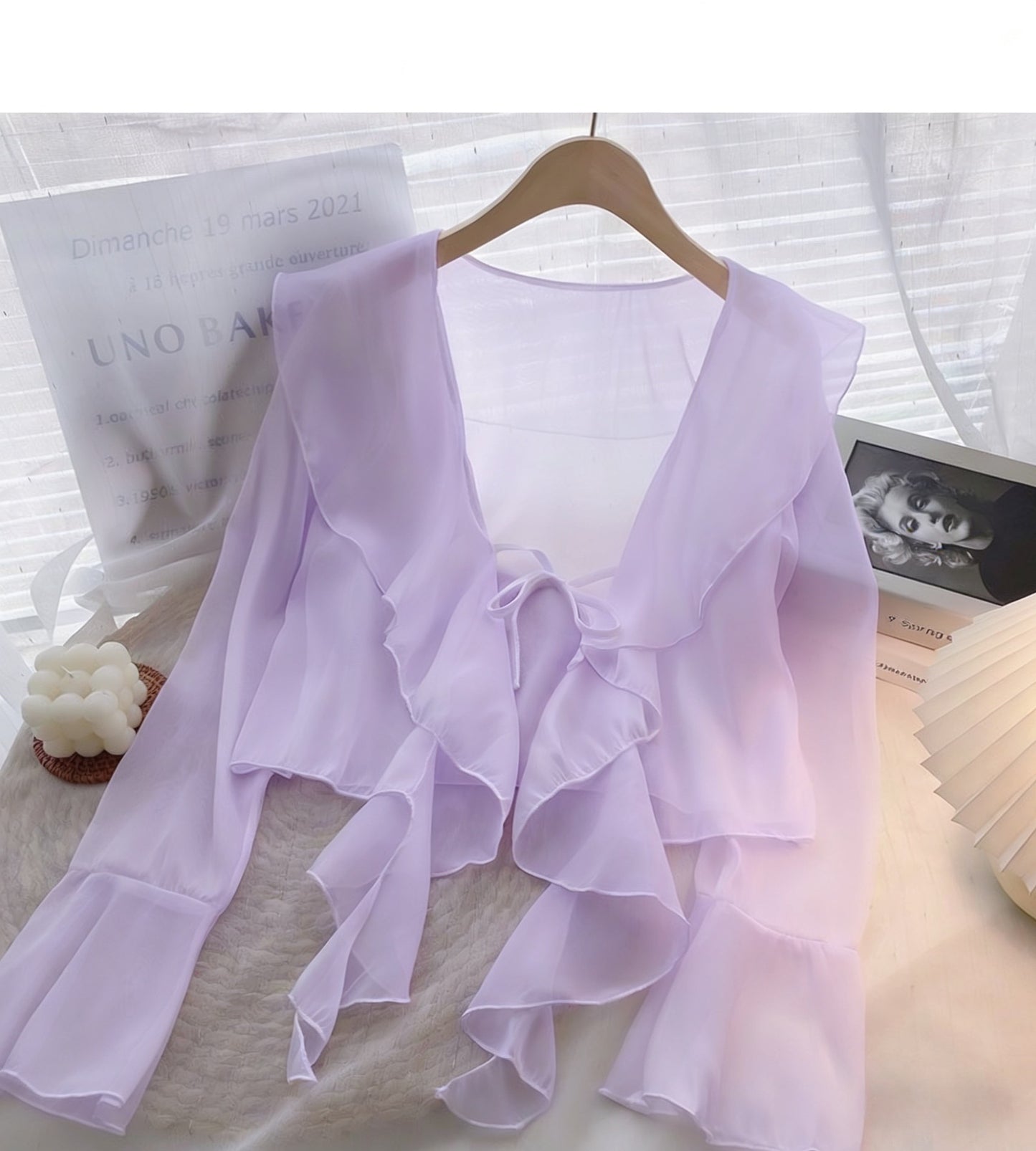 Women's Super Fairy Sun Protection Summer Lightweight Breathable Sling Dress Lace Shirt, Chiffon Shirt