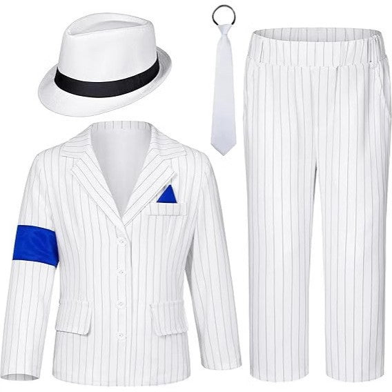 Costume Jackson Show White Stripes Dustproof Children's Suit