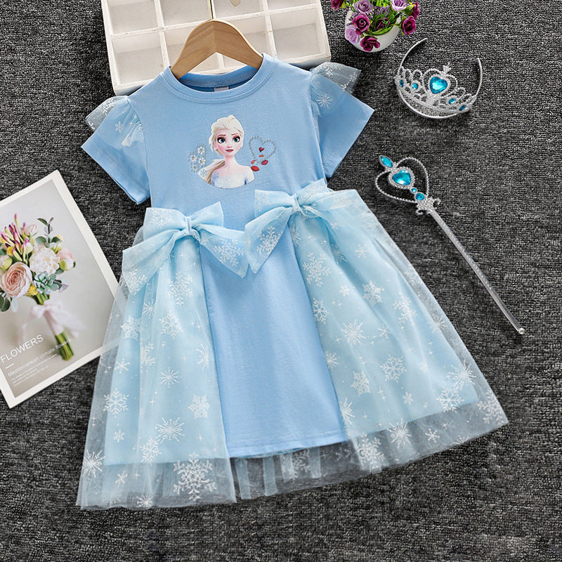 Frozen Princess Elsa Summer Style Western Children's Dress