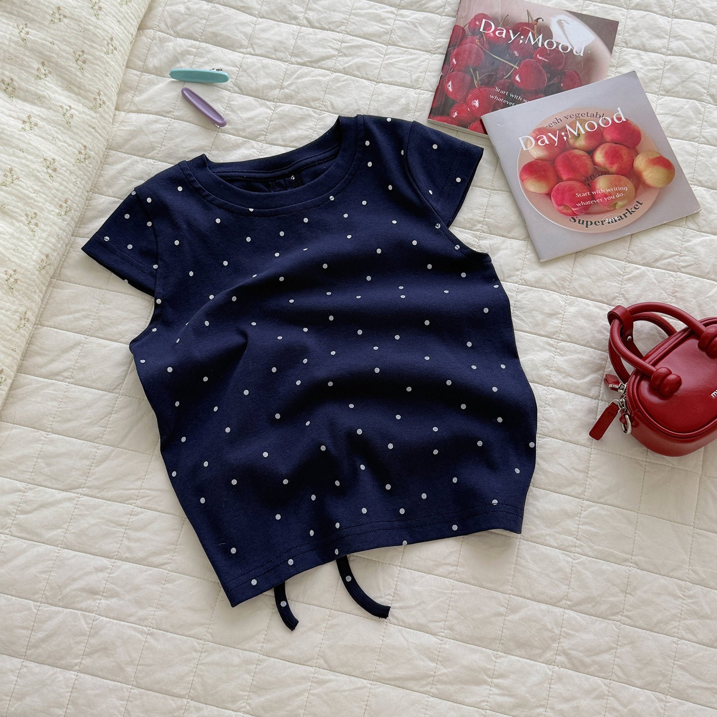 Children's Summer Back Waistcoat High Elastic Cotton Full Printed Dot Children's T-shirt