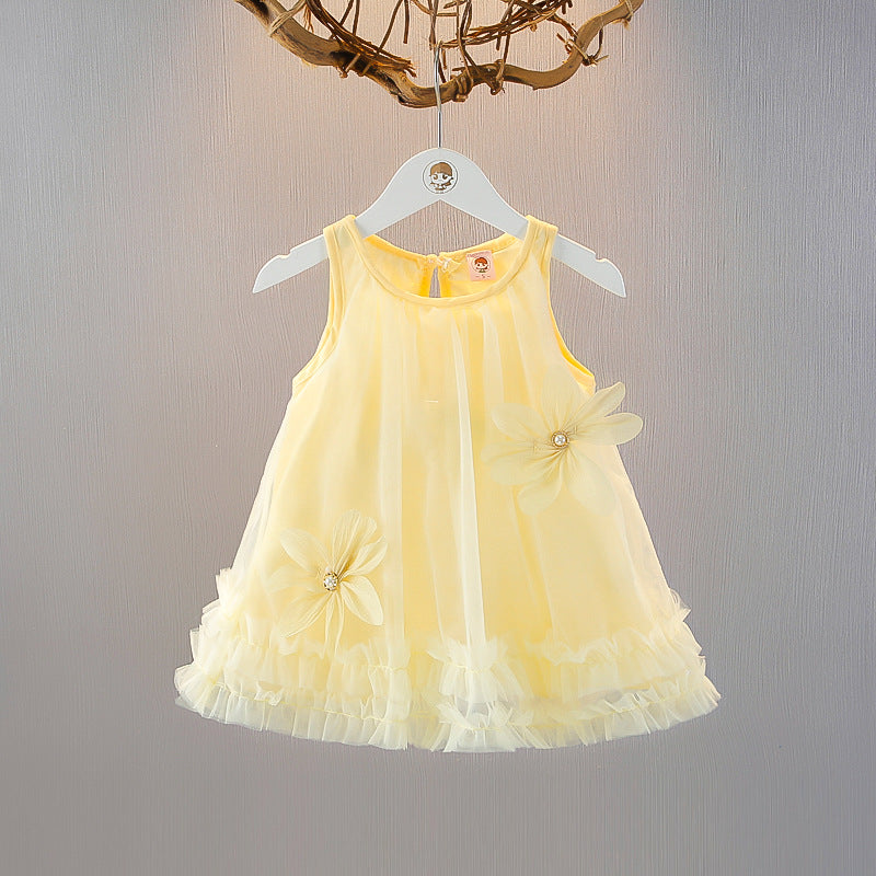Sweet Gauze Short Sleeve Sleeveless Vest Little Princess Children's Dress