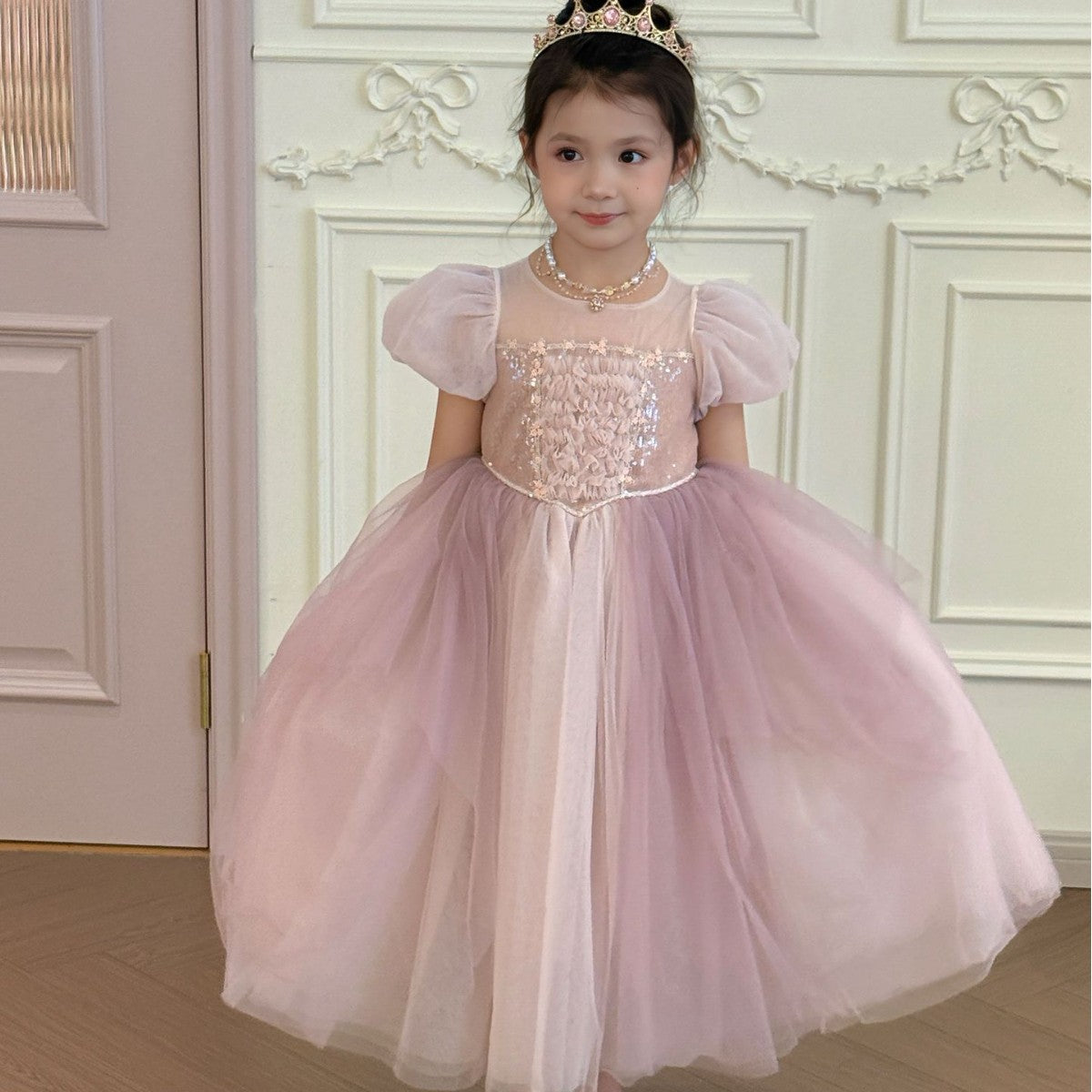 Children's Birthday Bubble Princess Autumn Luminous Gauze Children's Dress