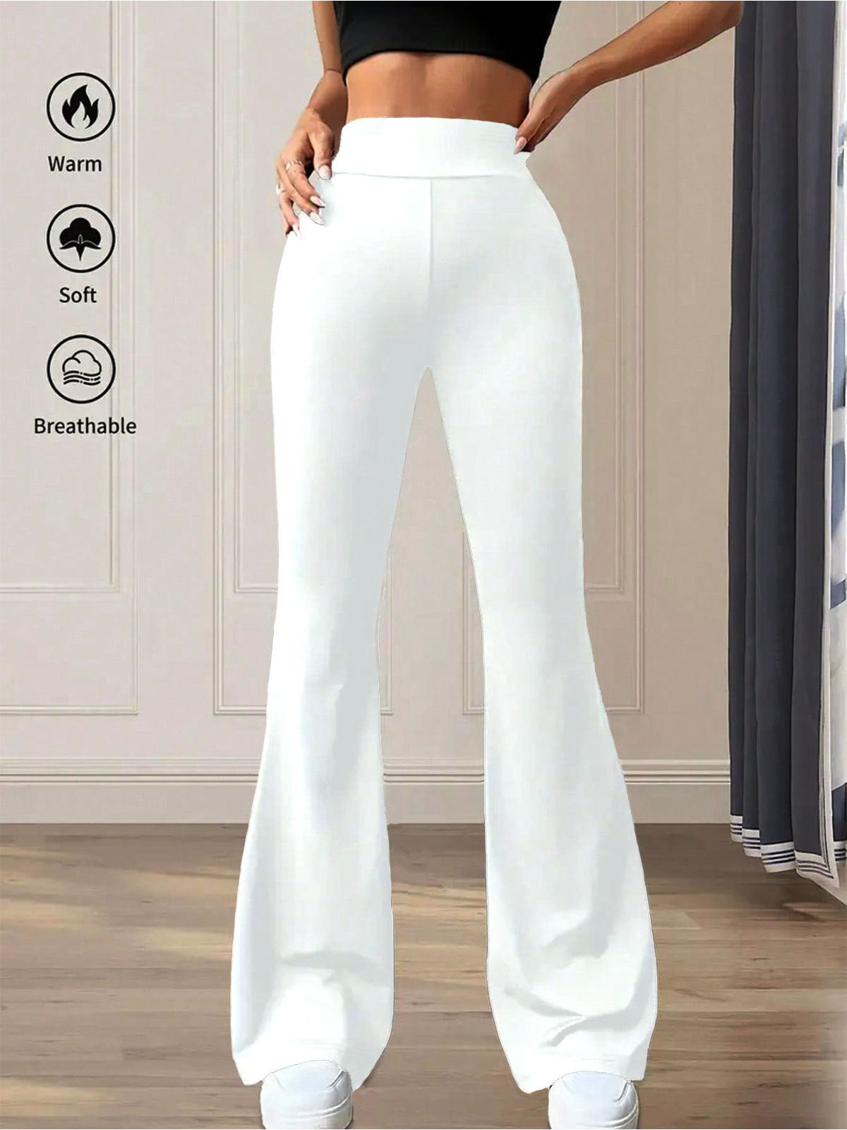 Women's Flared Trousers High Waist Loose Draggle-tail Casual Pants