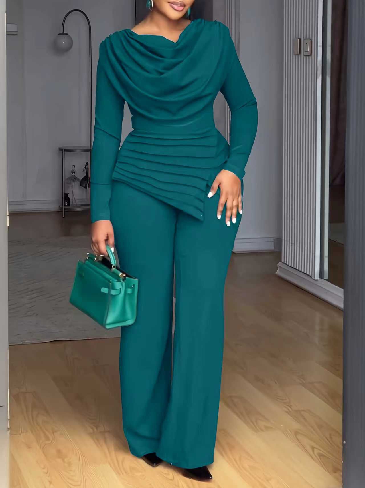 Charming Innovative Autumn Waist Bell-bottom Set Fashion Casual Suit