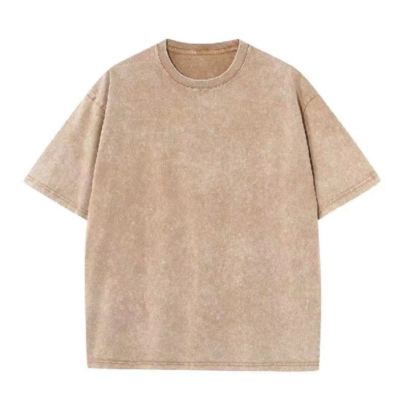 Women's & Men's Summer Fashion Waxed Washed Old Short-sleeved Large Size T-shirt