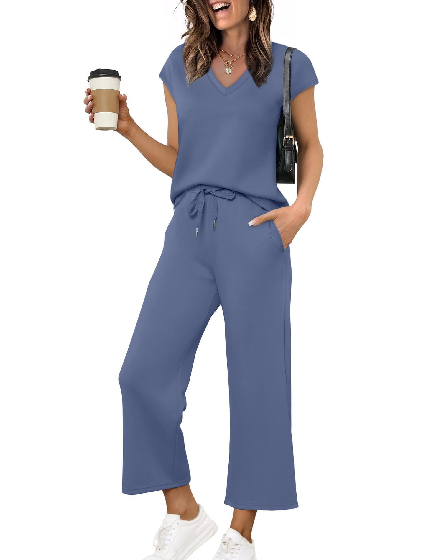 Women's Loose Batwing Sleeve Two Pieces Suits