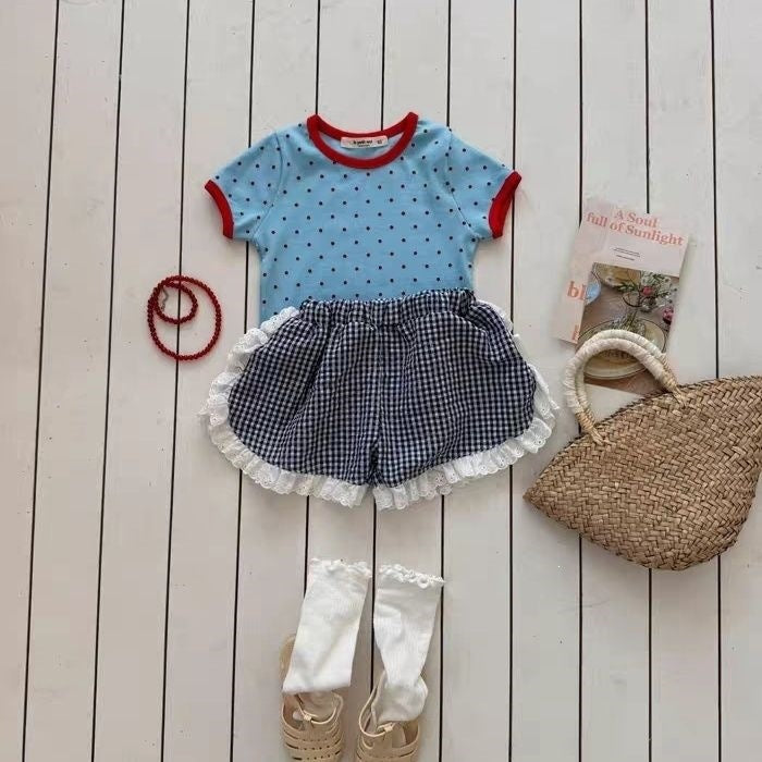 Children's Style Summer Fashion Western Polka Dot Short Sleeve Children's T-shirt