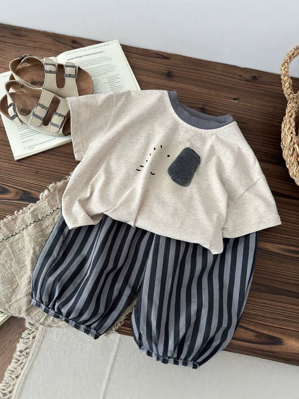 Children's Summer Short Sleeve T-shirt Western Style Children's Suit