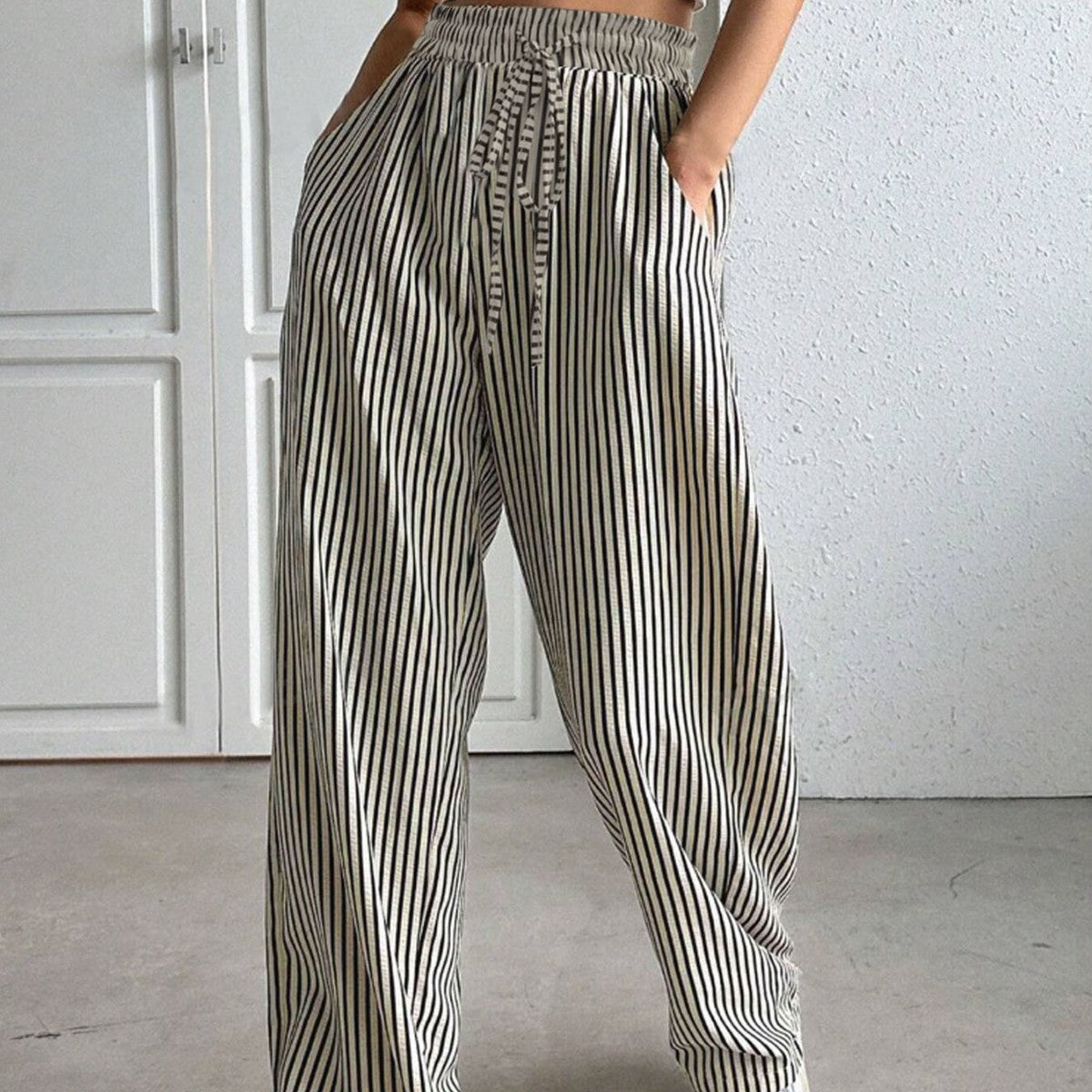 Stylish Graceful Charming Women's Striped Trousers Casual Pants