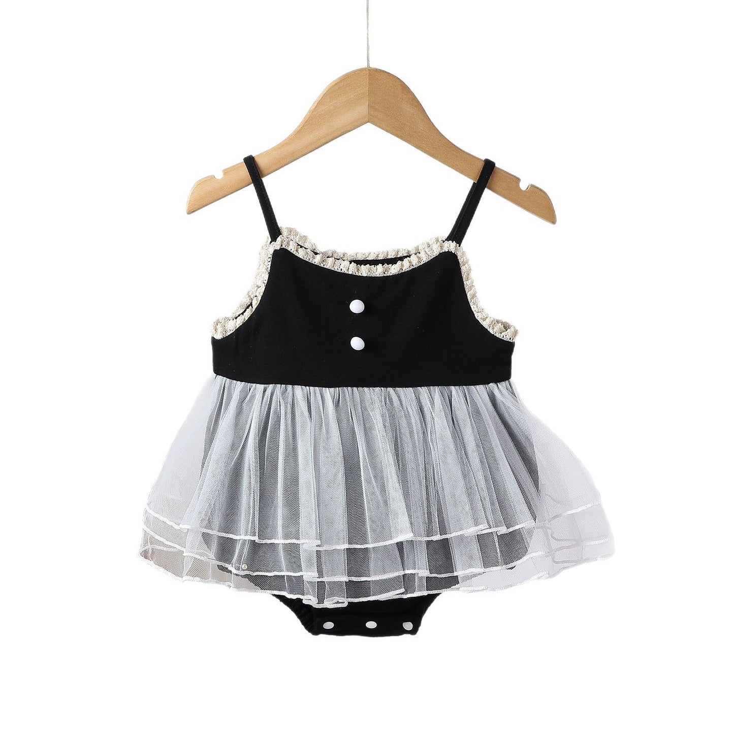 Children's Collar Female Stitching Double Wall Cute Fart Curtain Summer Gauze Jumpsuit, Climbing Suit