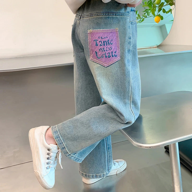 Children's Teen Autumn Baggy Straight Trousers Models Children's Pants