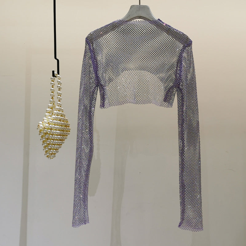 Light Diamond Fashion Net Drill Crystal Long Small Vest/suspenders/tube Top