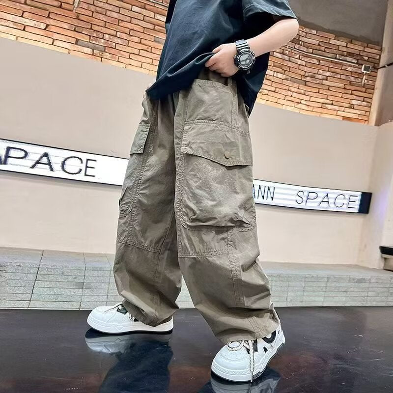 Children's Thin Overalls Loose Trousers Medium Large Handsome Children's Pants
