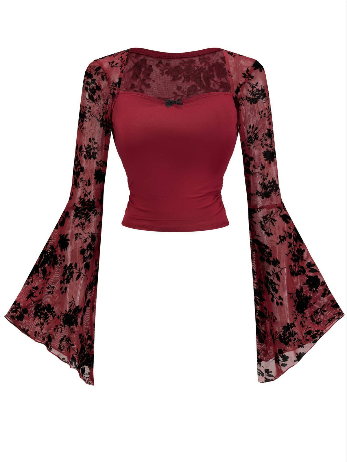 Stitching Elegant Sexy Mesh Long-sleeved Fashionable Lace Shirt, Chiffon Shirt