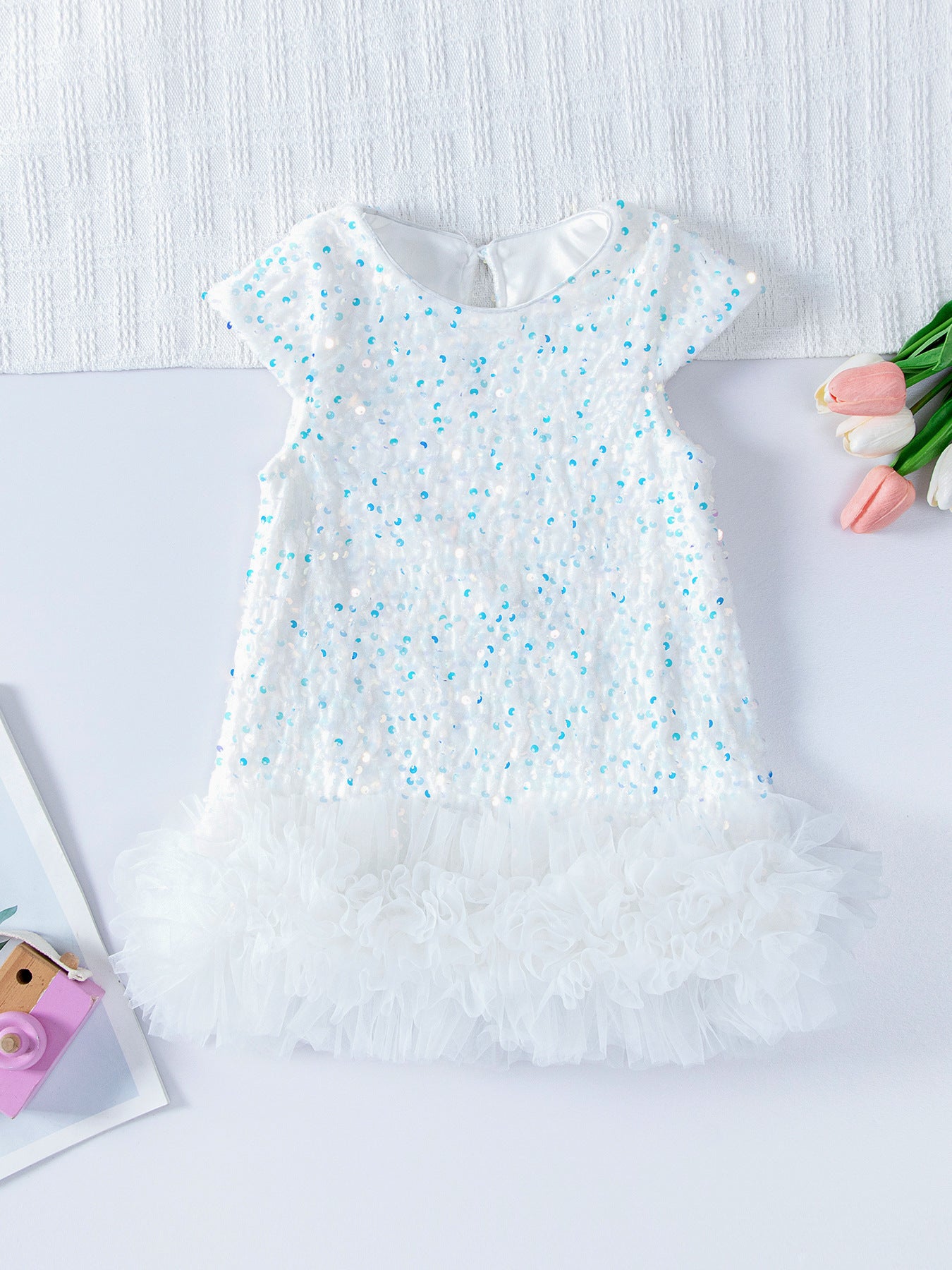 Children's Leaf Clothing Vest Sequin Gauze Fashionable Princess Children's Dress