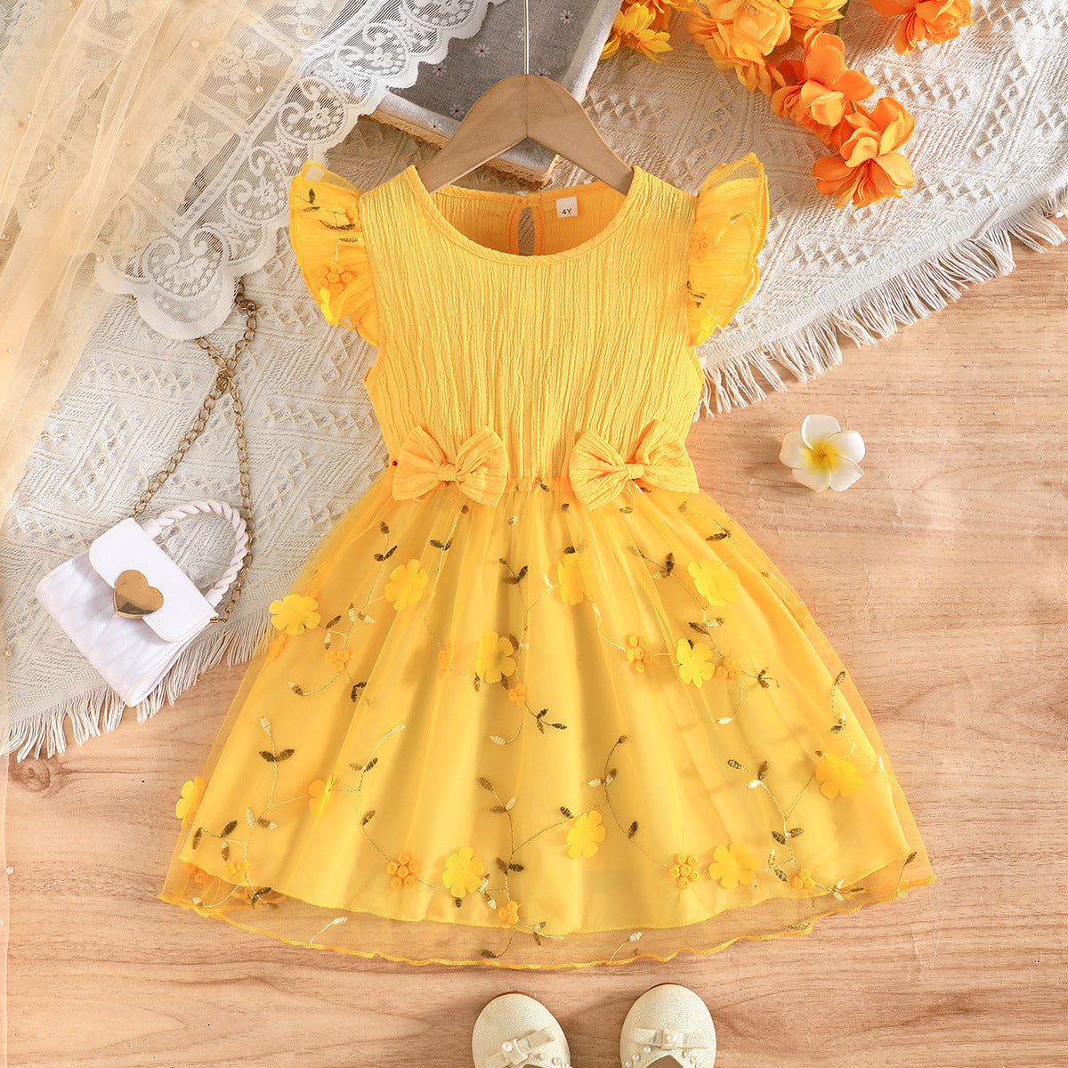 Princess Little Flower Embroidery Decoration Sweet Children's Dress