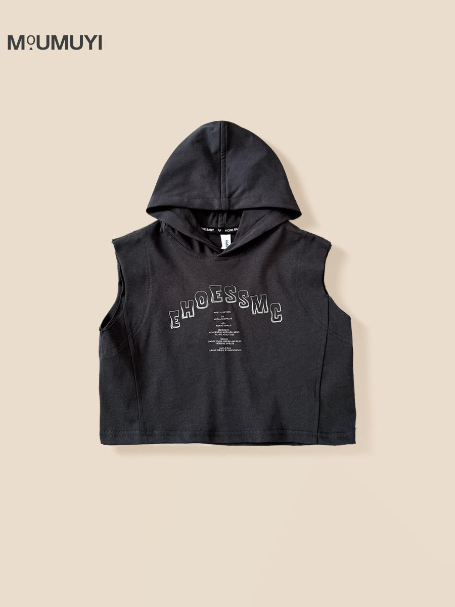 Children's Sweater Clothes Summer Handsome Hooded Sleeveless Loose Two-piece Children's Suit