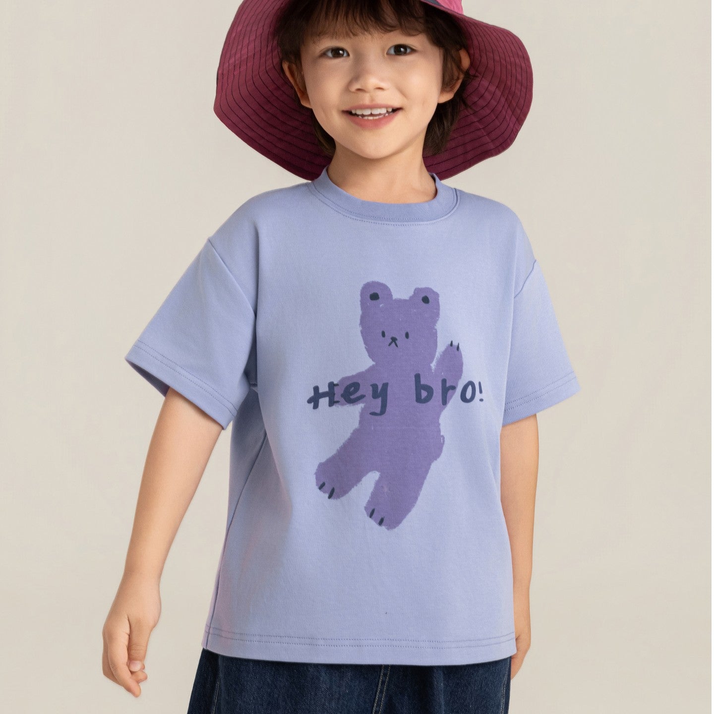 Boy's Cartoon Bear Printed Short-sleeved Summer Childlike Cute Loose Children's T-shirt