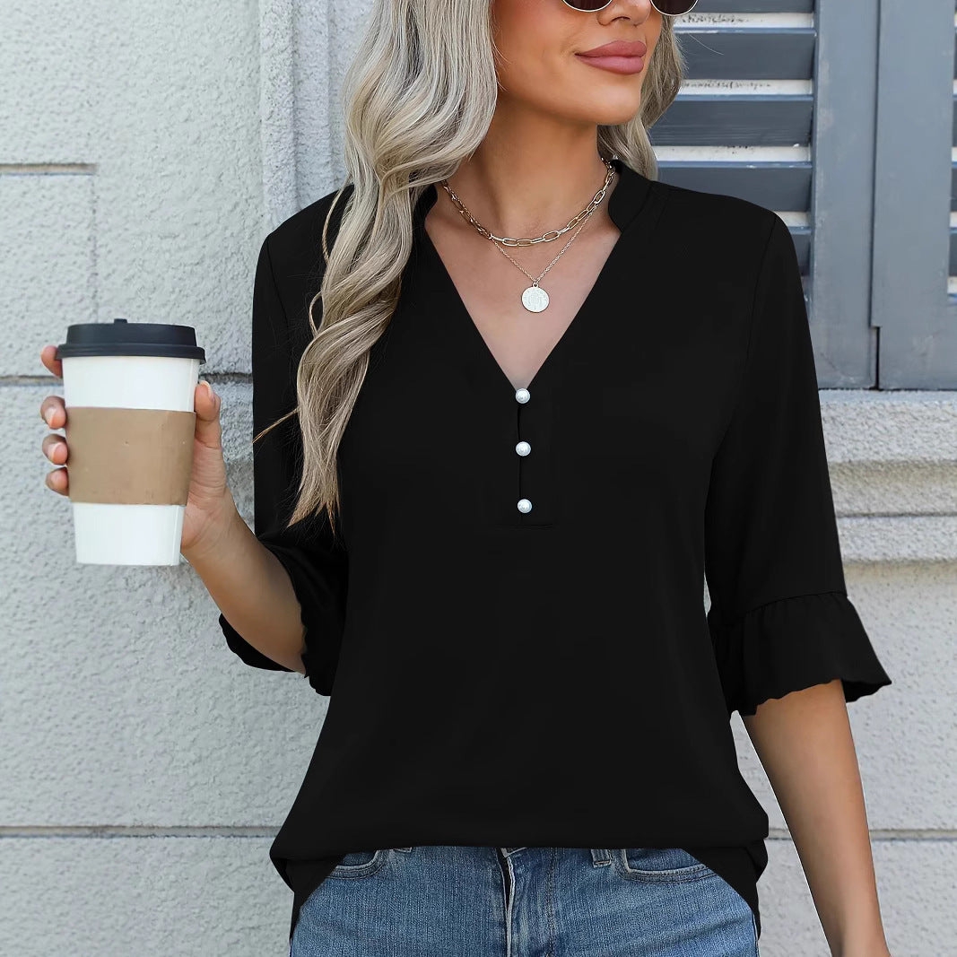 Women's Solid Color Ladies Fashion T-shirt Shirt Tops