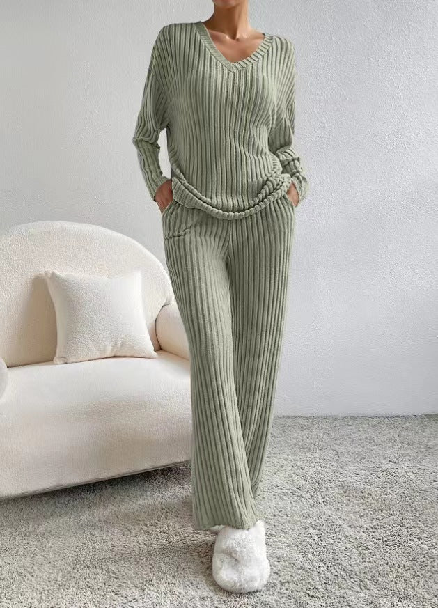 Two-piece Straight Loose Temperament Sunken Stripe Fashion Casual Suit