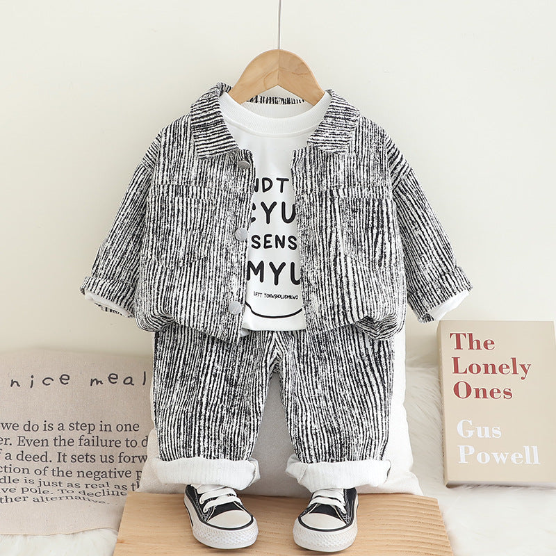 Letter Denim Three-piece Spring Toddler Western Style Leisure Children's Suit