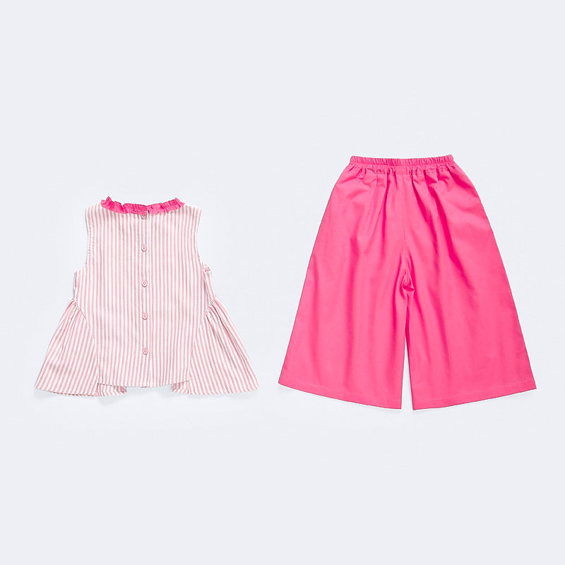 Sweet Set Summer Lace Collar Vest Children's Suit