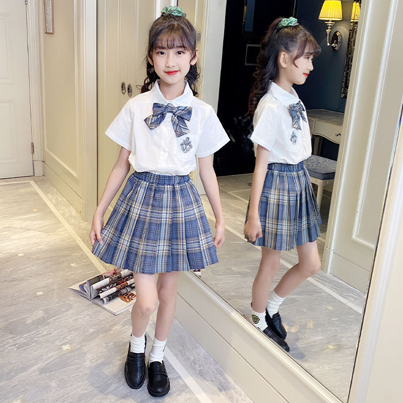 Children's Uniform Skirt Medium Large Preppy Style Shirt Pleated Performance Children's Suit