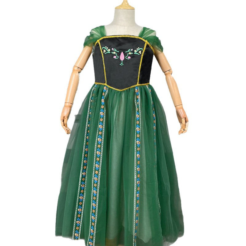 Frozen Anna Princess Short Sleeve Summer Tulle Skirt Children's Dress