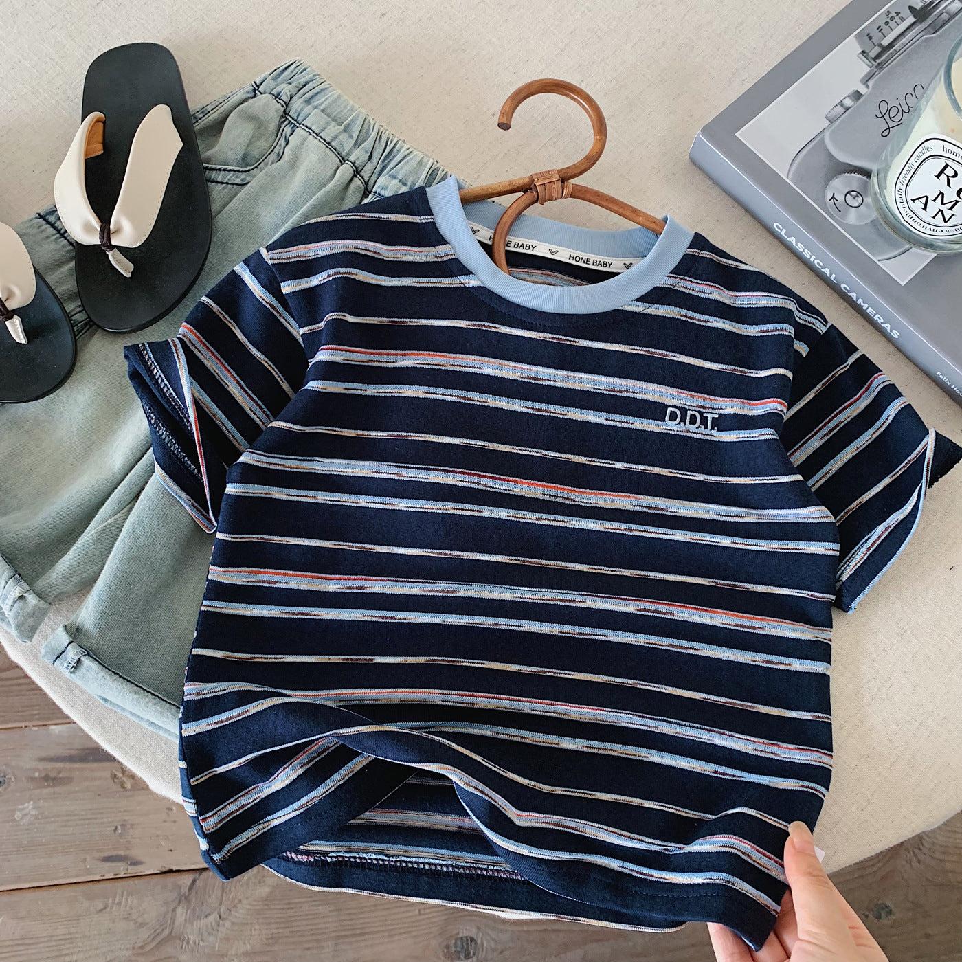 Children's Summer Color Stripes Casual Soft Cool Children's T-shirt