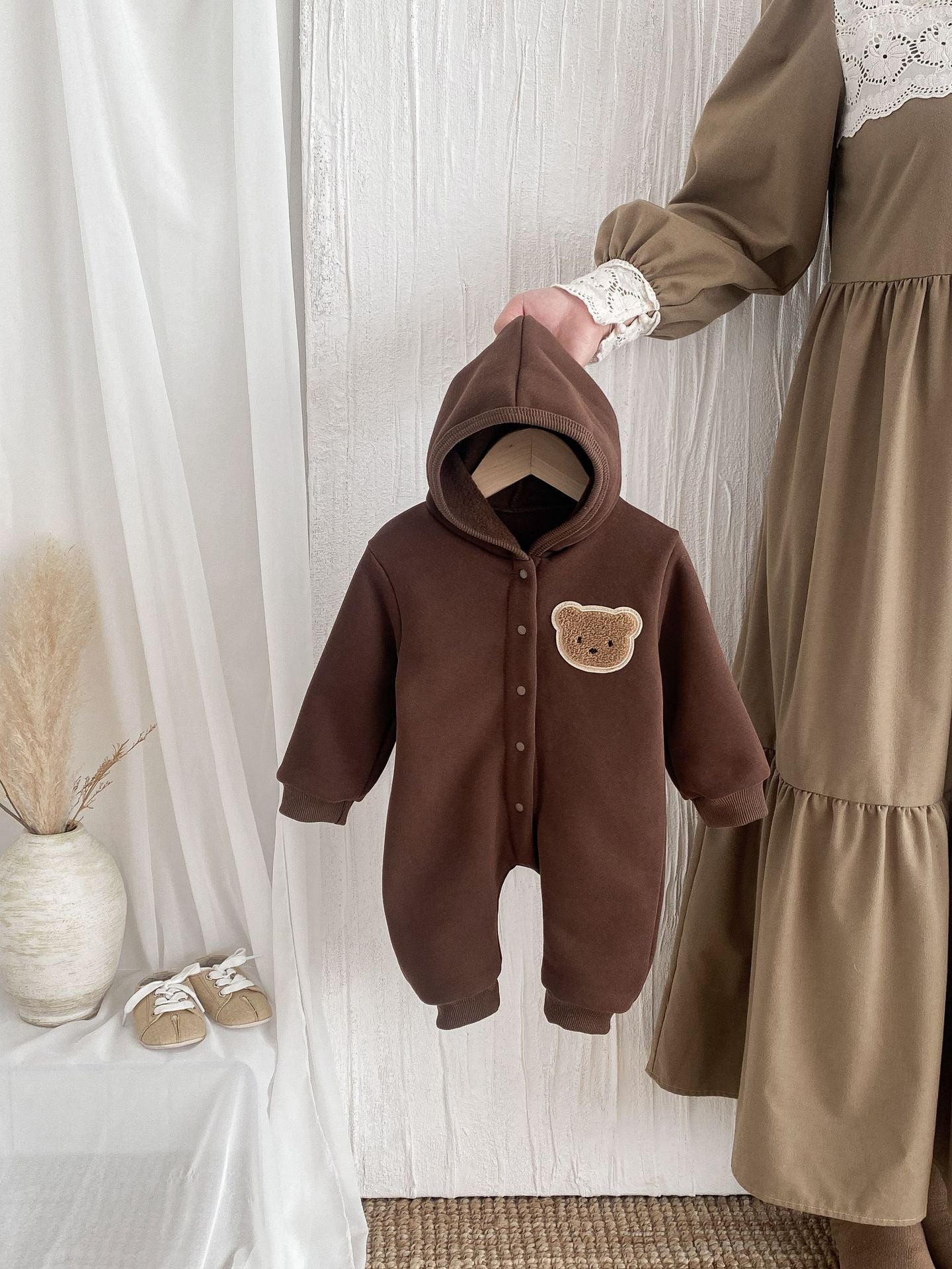 Women's & Men's Jumpsuit Thickened Fleece Bear Romper Born Fleece-lined Jumpsuit, Climbing Suit