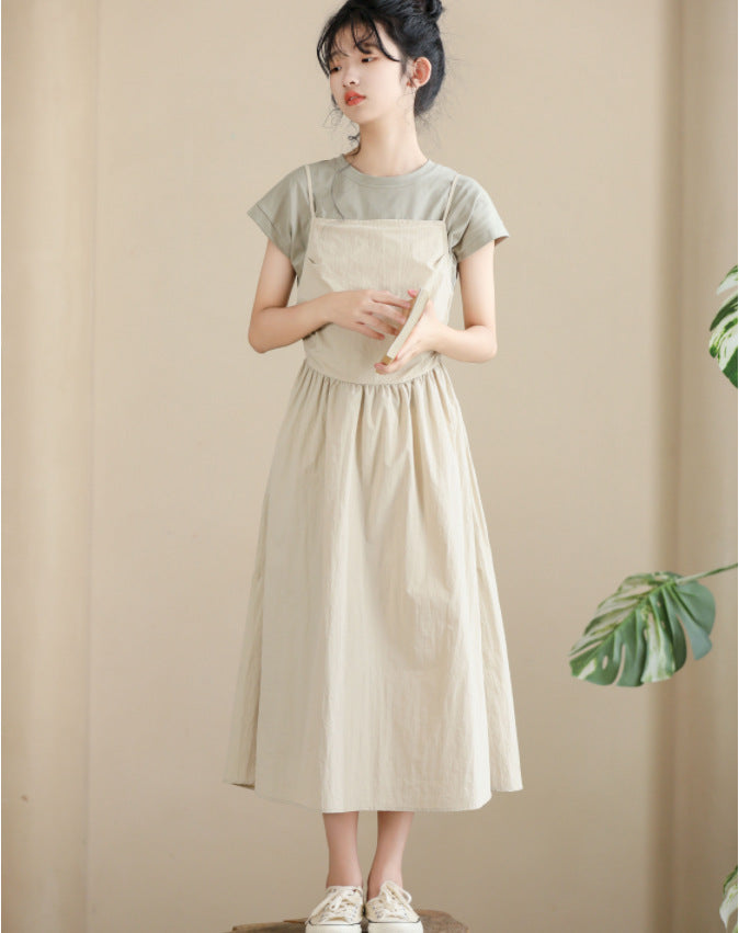 Sleeveless Small Flab Hiding Vintage Camisole Leisure Artistic Children's Dress