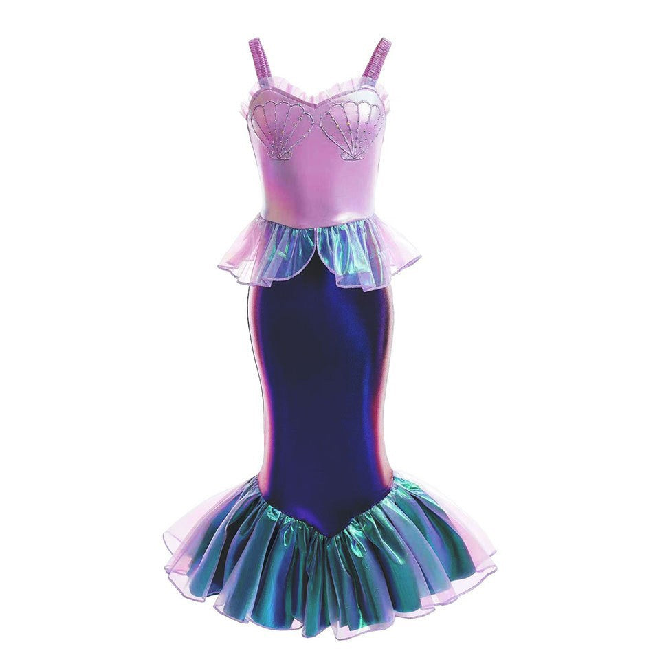 Children's Mermaid Princess Sequined Fishtail Performance With Suspenders Children's Dress