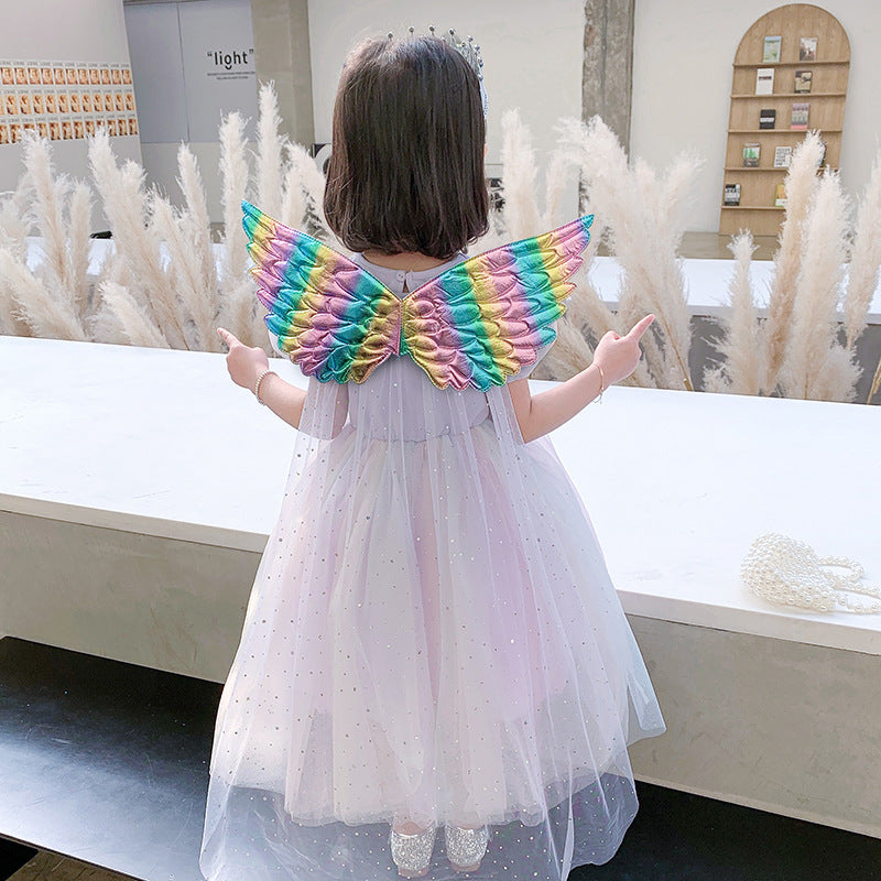 Children's Princess Clothing My Little Pony Western Style Rainbow Wings Thin Children's Dress