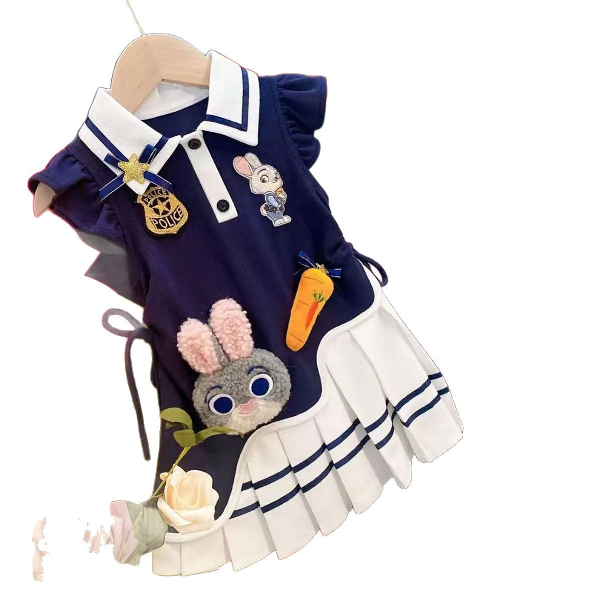 Summer Suit Rabbit Police Officer Skirt Princess Children's Dress