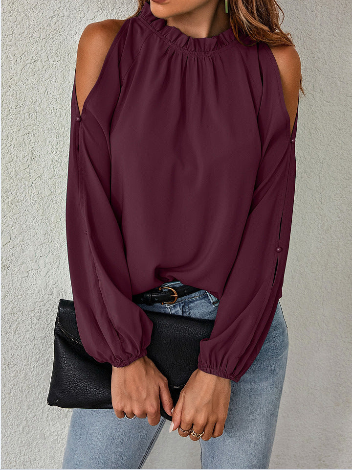Graceful Women's Collar Cold-shoulder Elegant Fashion Tops