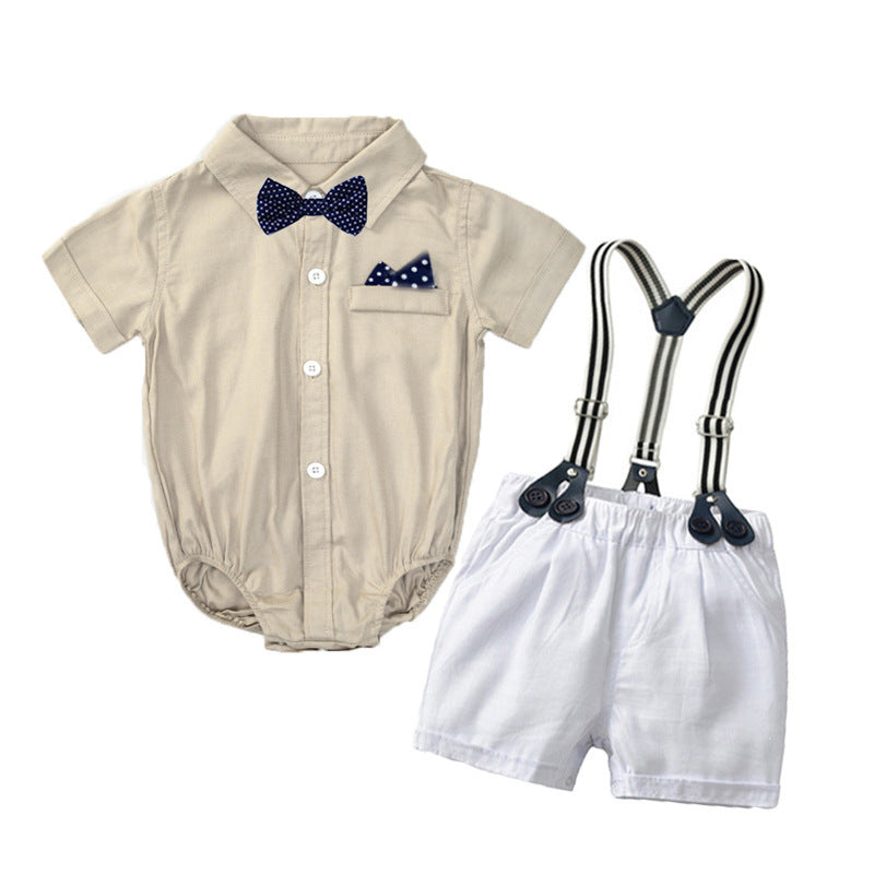 Children's Summer Boy Gentleman Romper Short Sleeve Jumpsuit, Climbing Suit