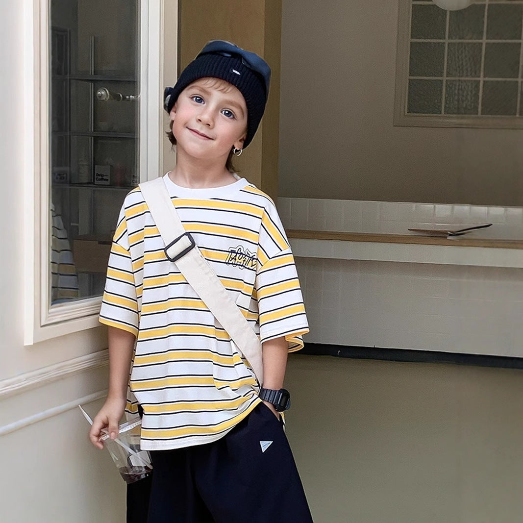 Short Sleeve Summer Striped Half Top Children's T-shirt