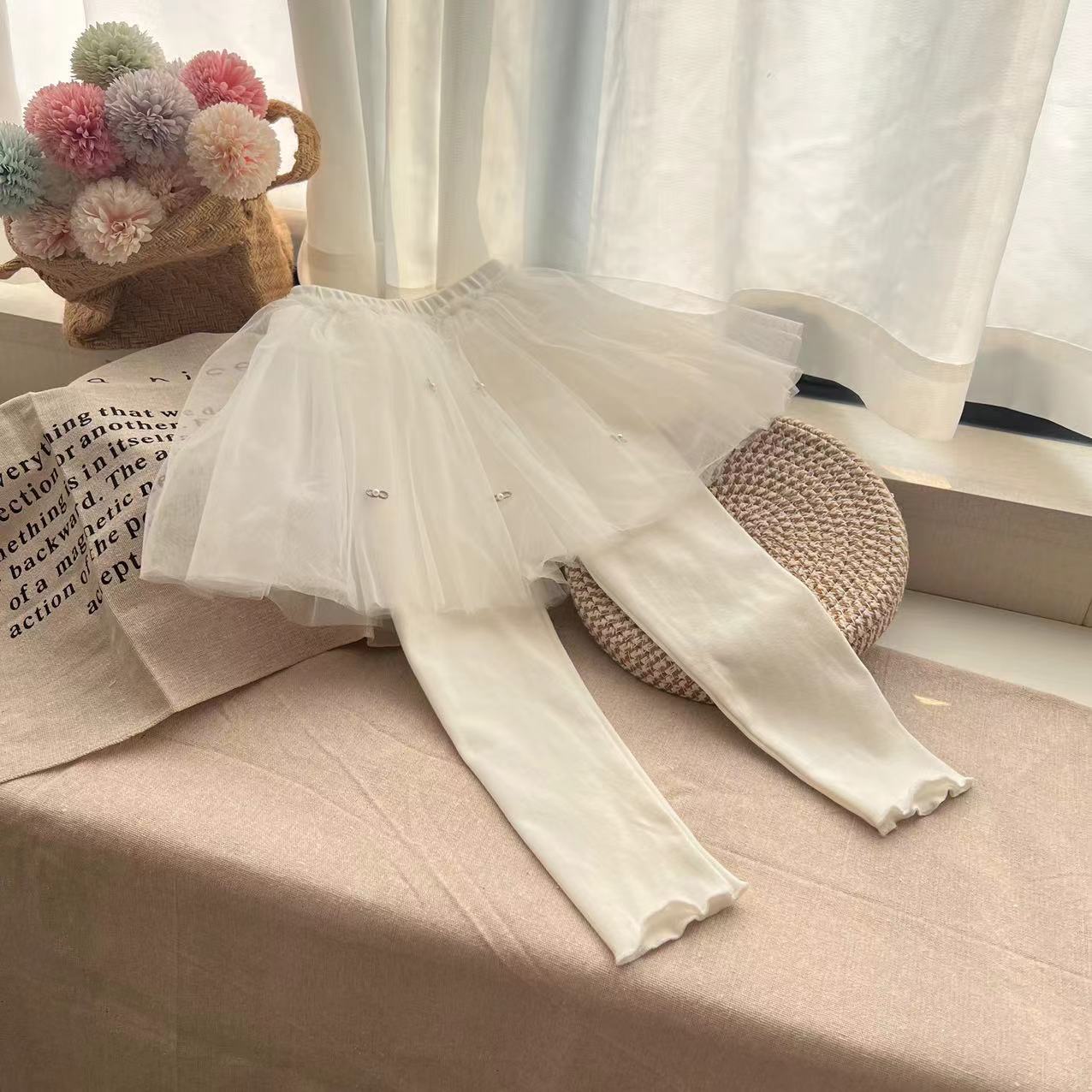Children's Western Style Princess Tulle Skirt Outer Wear Fake Two-piece Leggings Children's Pants