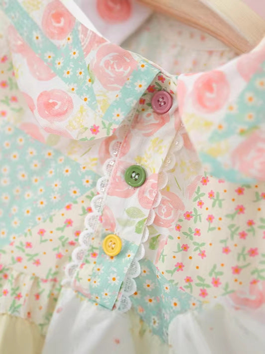 Children's Green Contrast Color Small Fresh Princess Children's Dress