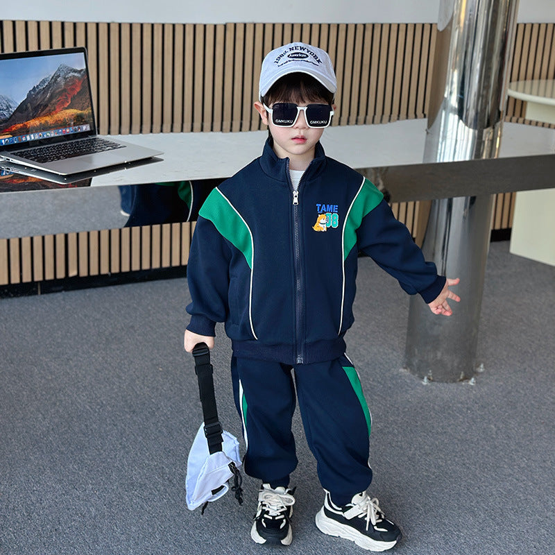Children's Ruffle Handsome Autumn Clothes Leisure Sports Children's Suit