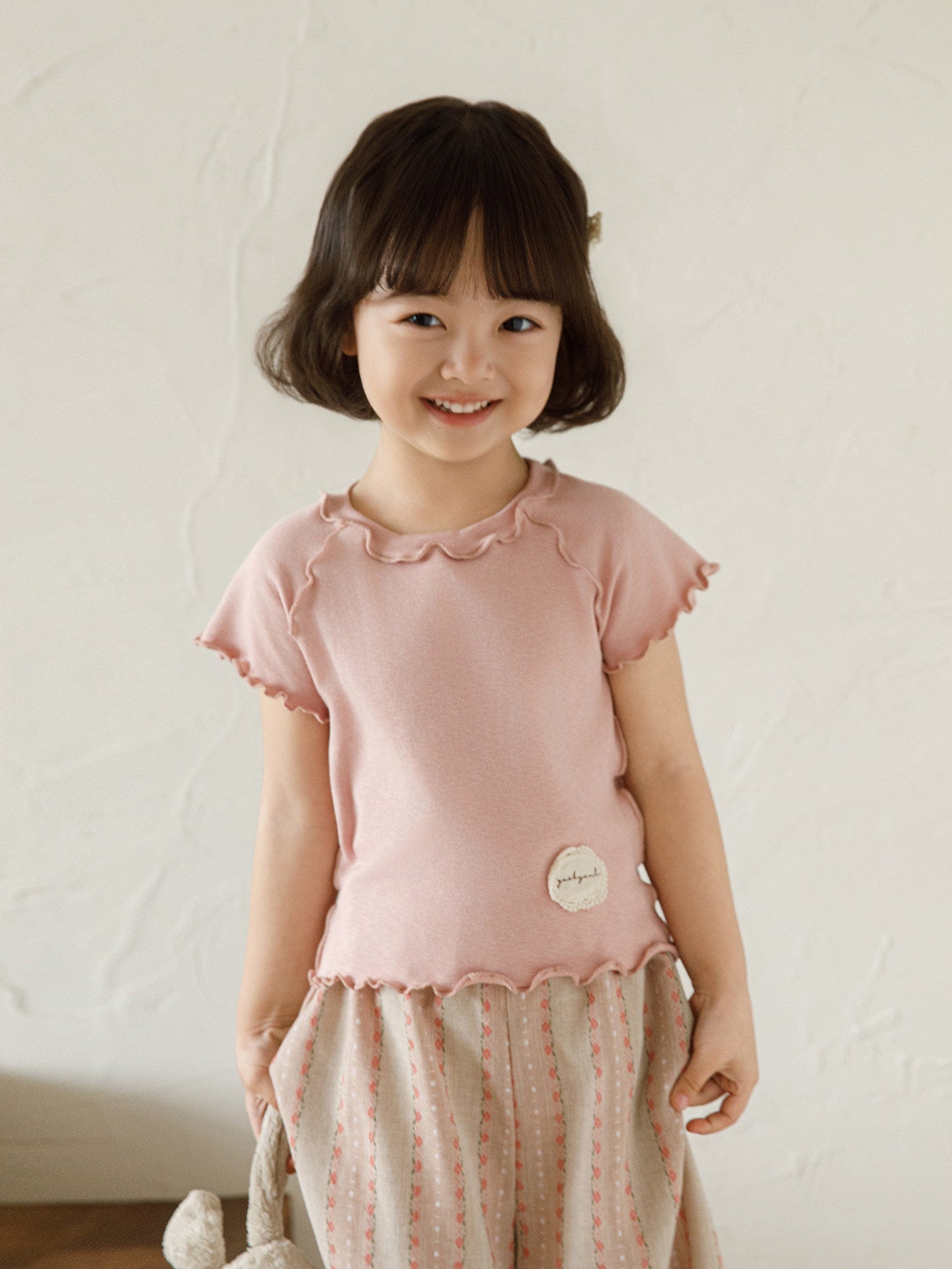 Children's Snowflake Bamboo Macaron Short-sleeved Wooden Ear Loose Children's T-shirt