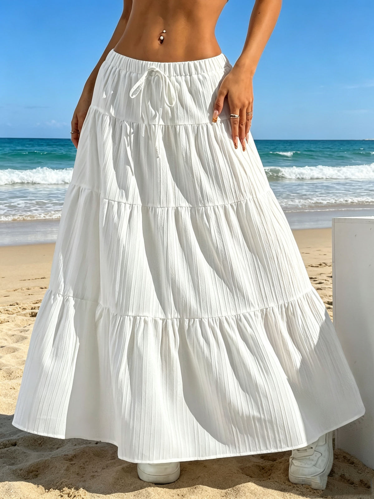 Women's Stitching Solid Color Large Swing Casual Loose Skirts
