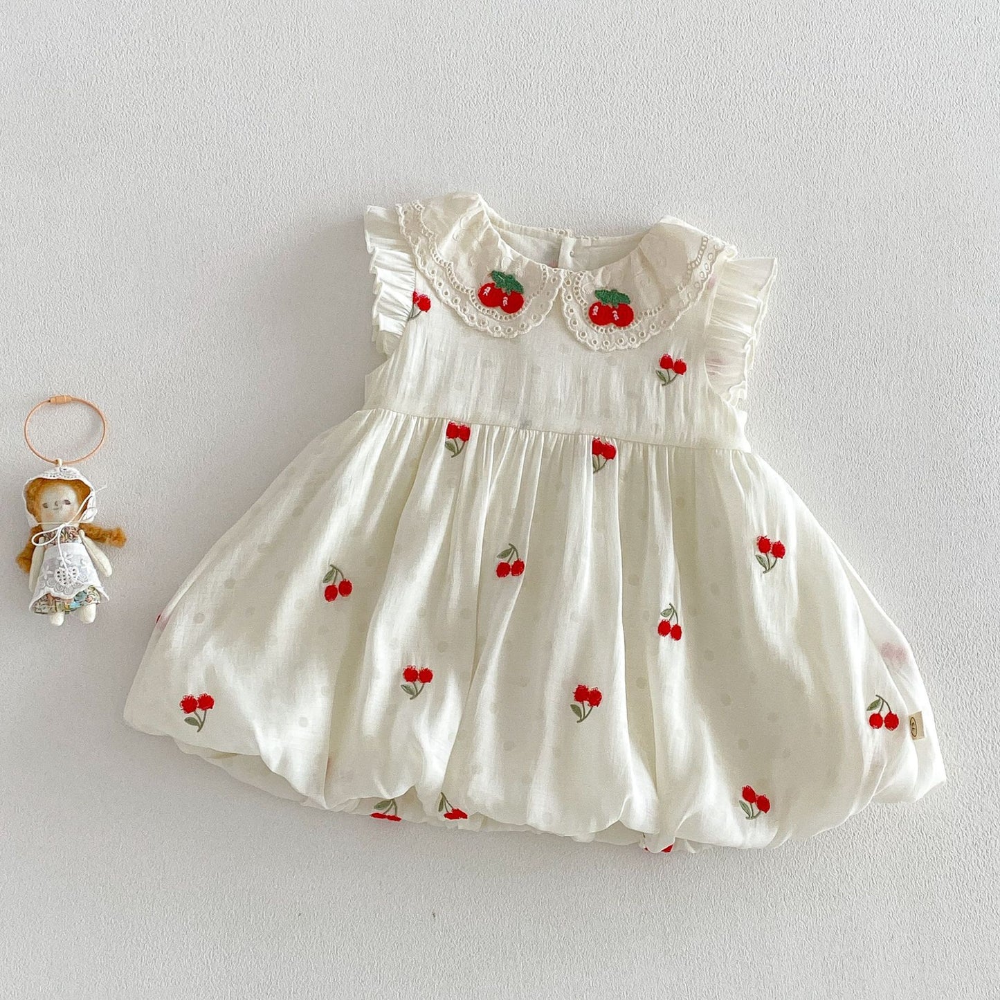 No Cherry Princess Summer Super Cute Flounced Children's Dress