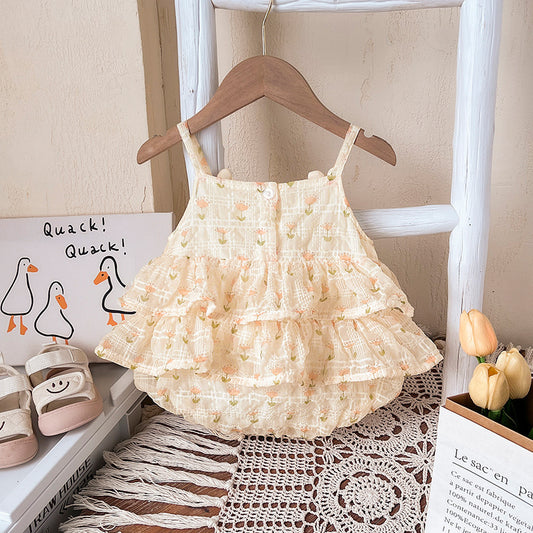 Clothes For Babies Sleeveless Dress Summer Pink Bunny Strap Vest Jumpsuit, Climbing Suit