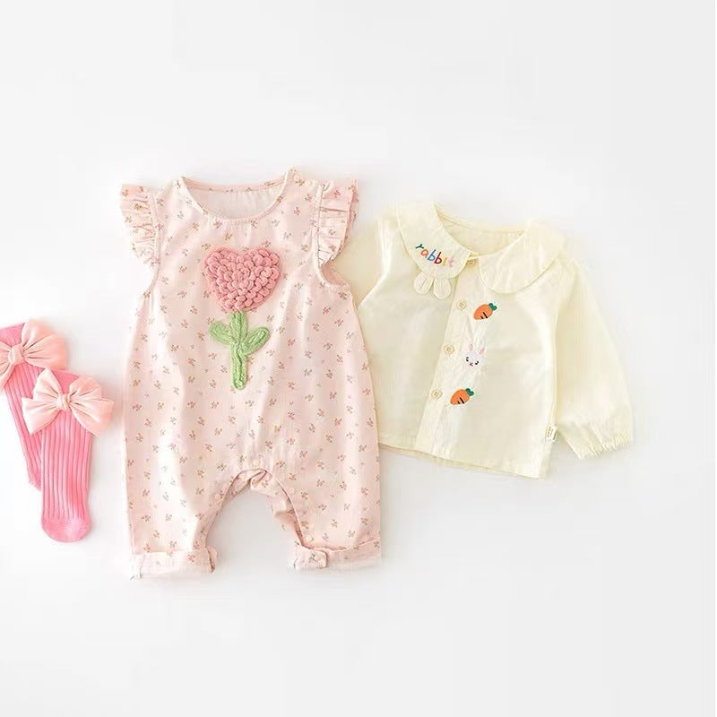 Spring Fresh Floral Pants Going Out Flounced Sleeve Jumpsuit Jumpsuit, Climbing Suit
