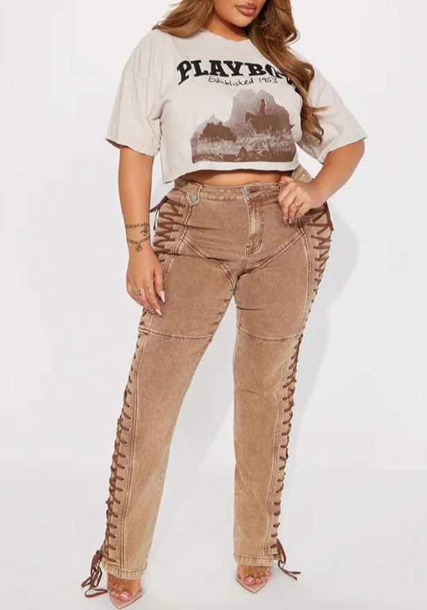 Women's Fashion Wear Trendy Drawstring Hot Elastic Thin Women's Jeans